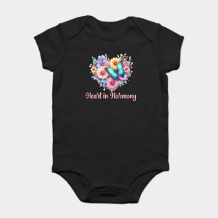 HEART IN HARMONY, FLORAL BUTTERFLY MENTAL HEALTH QUOTES, SELF LOVE QUOTES Baby Bodysuit